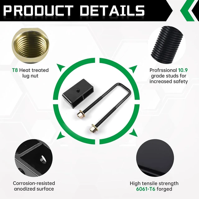 Alt view image 2 of 7 - AUTOPTIM 2 Inch Rear Leveling Lift Block Kit - Replacement for Toyota