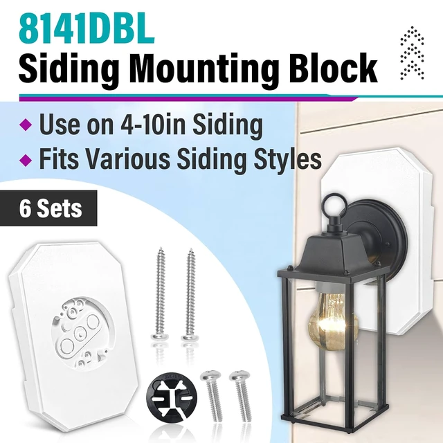 Alt view image 2 of 7 - 6 Sets 8141DBL Siding Mounting Block, Vinyl Outdoor Mounting Plate kit