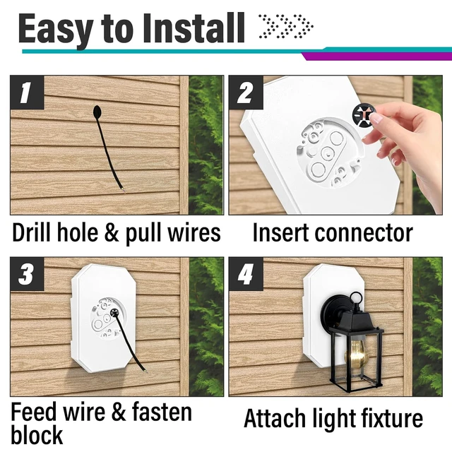 Alt view image 7 of 7 - 6 Sets 8141DBL Siding Mounting Block, Vinyl Outdoor Mounting Plate kit