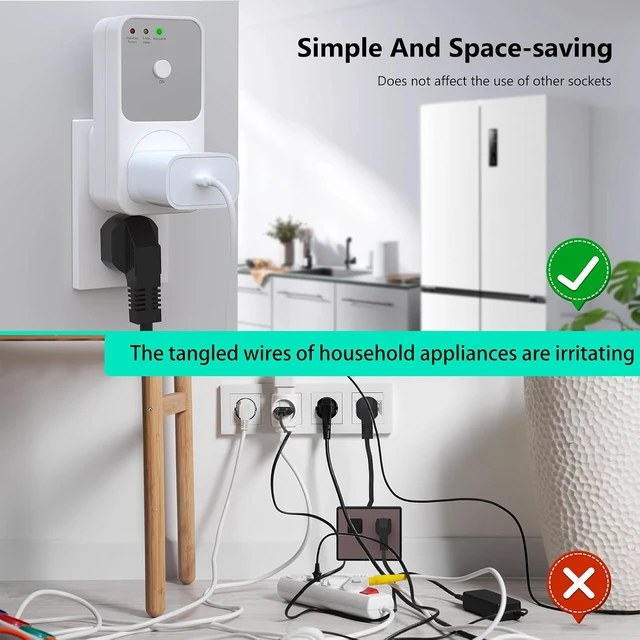 Alt view image 6 of 6 - Single Outlet Surge Protector for Refrigerator, TV, PC & Home Appliance - Wall Voltage Protector with Ground & Protected Light Indicators, 120V, 15A, 4 Pack