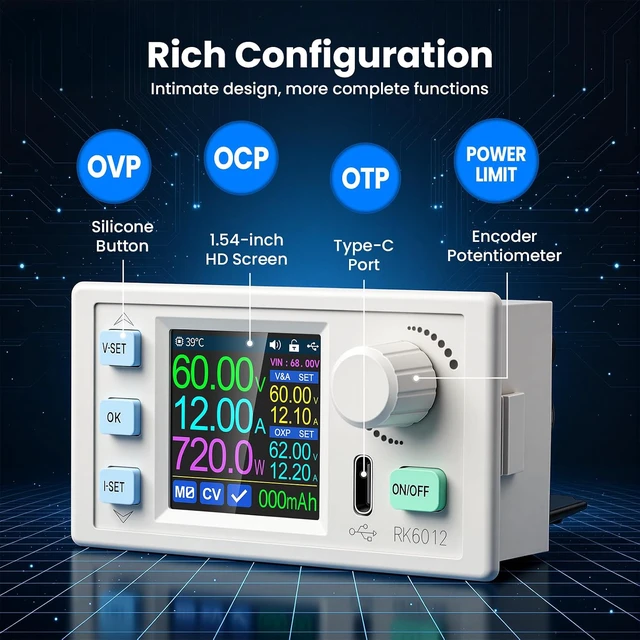Alt view image 3 of 7 - Power Supply Tester 720W DC Electronic Load 60V 12A Adjustable CNC RK6012