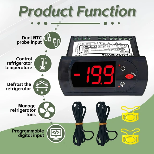 Alt view image 4 of 6 - PZGXC0E112K Digit Temperature Control Thermostat with Temperature Sensor Probes 115v Fit for Carel/Main Street Equipment BMR-23-F BMR-49-F,IR33F0AHA0, IR33FOAHAO, PYGXAZ0586, IMGX1J0563, 17819471