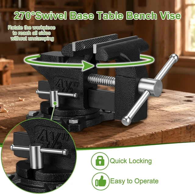 Alt view image 5 of 7 - 4-1/2" Bench Vise, 2-In-1 Drill-Free Table Vice for Workbench