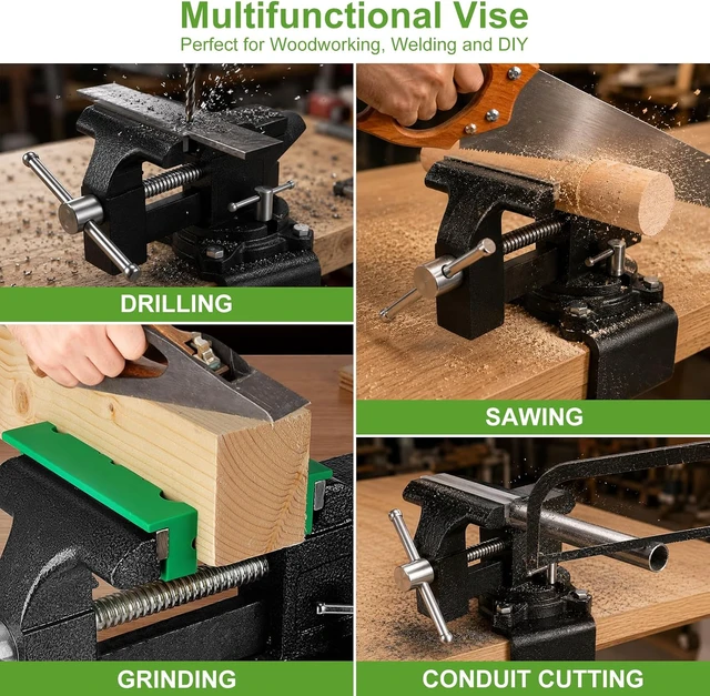 Alt view image 7 of 7 - 4-1/2" Bench Vise, 2-In-1 Drill-Free Table Vice for Workbench