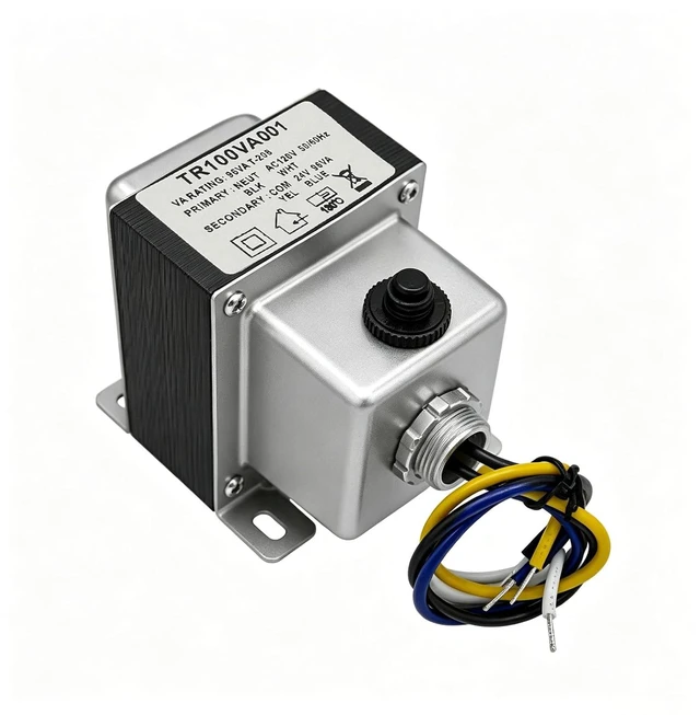 Main image of 100VA Transformer with Circuit Breaker, 100/120V to 24Vac Step Down Transformer Compatible with HVAC Systems for Industrial Equipment, Doorbells, Security Systems and Low Voltage Equipment.