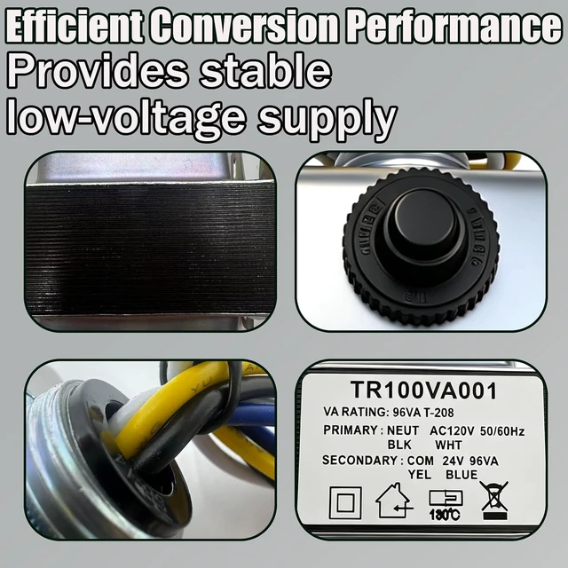 Alt view image 6 of 7 - 100VA Transformer with Circuit Breaker, 100/120V to 24Vac Step Down Transformer Compatible with HVAC Systems for Industrial Equipment, Doorbells, Security Systems and Low Voltage Equipment.