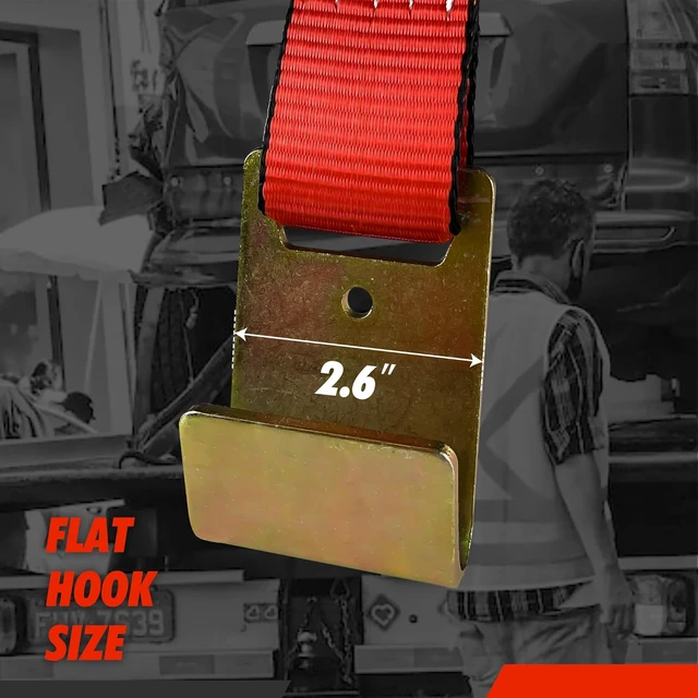 Alt view image 4 of 6 - Car Tie Down Straps for Trailers, 4 Pack 2" x 96" Tire Straps, Flat Hooks