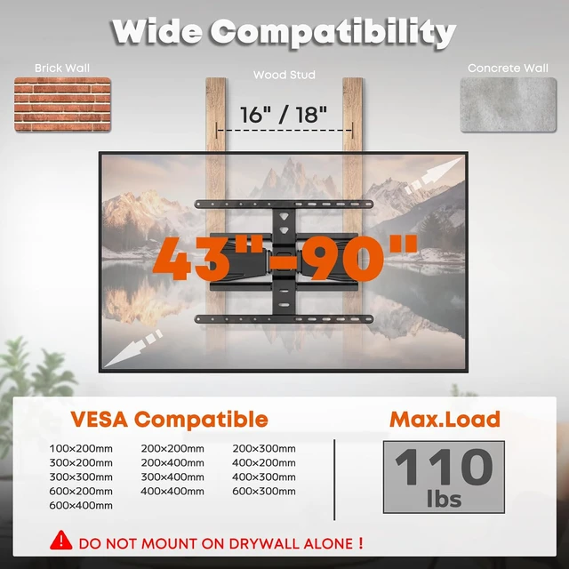 Alt view image 2 of 7 - Ultra-Slim TV Wall Mount for Most 43-90 Inch TVs, 110 Lbs Max