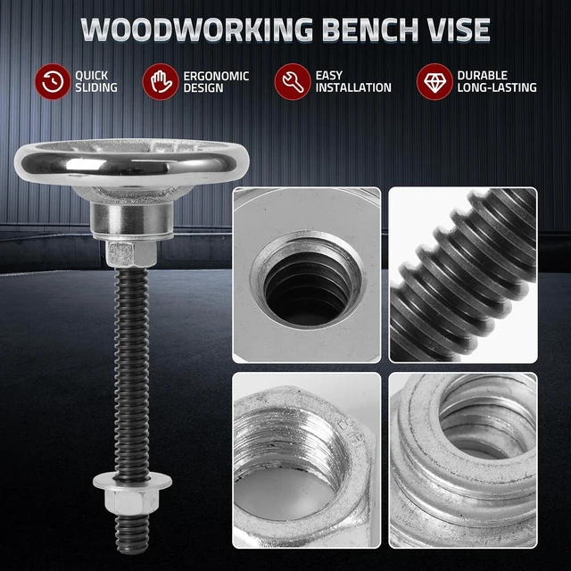 Alt view image 5 of 7 - Mnoxo Vise Hardware Kit with Acme Threaded Rod System Precise Processing