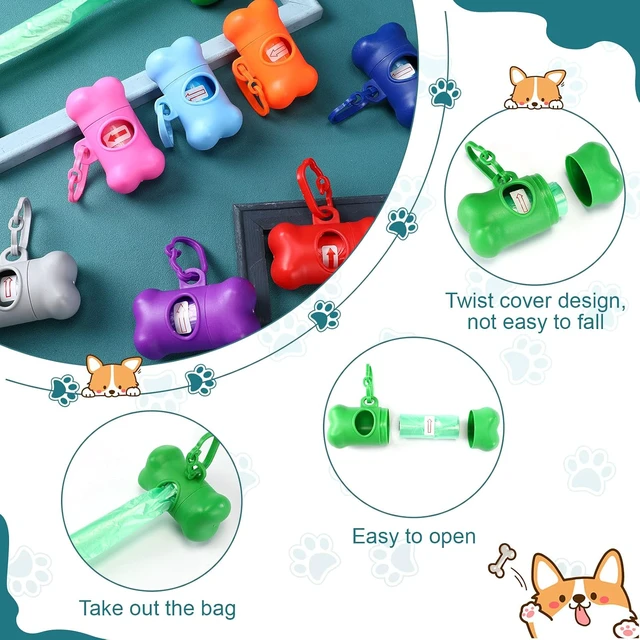 Alt view image 4 of 6 - 120 Pcs Bone Dog Poop Bag Dispensers with Bags and Hooks, 8 Colors