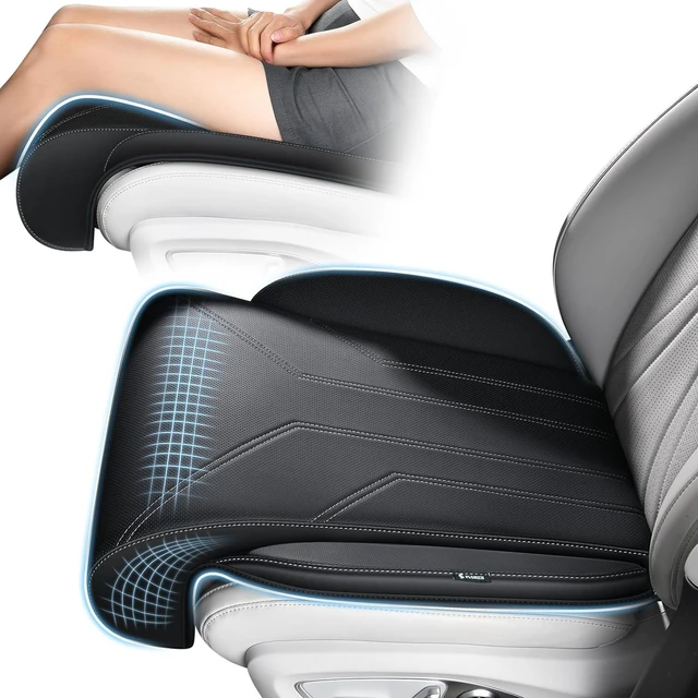 Main image of Car Seat Extender Leg Support Cushion for Driver Seats Office Chair, Leather Memory Foam Widened seat Cushion for Long Drivers Universal Car Seat Cushion Legs Rest Pads-Black1