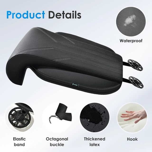Alt view image 4 of 6 - Car Seat Extender Leg Support Cushion for Driver Seats Office Chair, Leather Memory Foam Widened seat Cushion for Long Drivers Universal Car Seat Cushion Legs Rest Pads-Black1