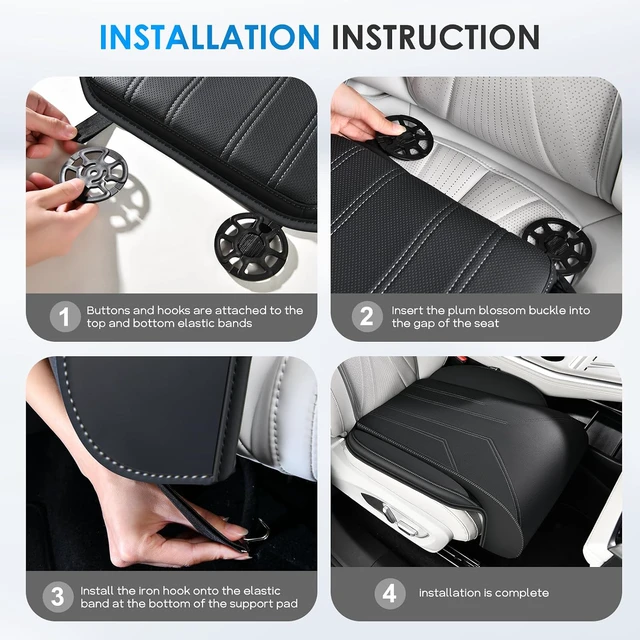 Alt view image 2 of 6 - Car Seat Extender Leg Support Cushion for Driver Seats Office Chair, Leather Memory Foam Widened seat Cushion for Long Drivers Universal Car Seat Cushion Legs Rest Pads-Black1