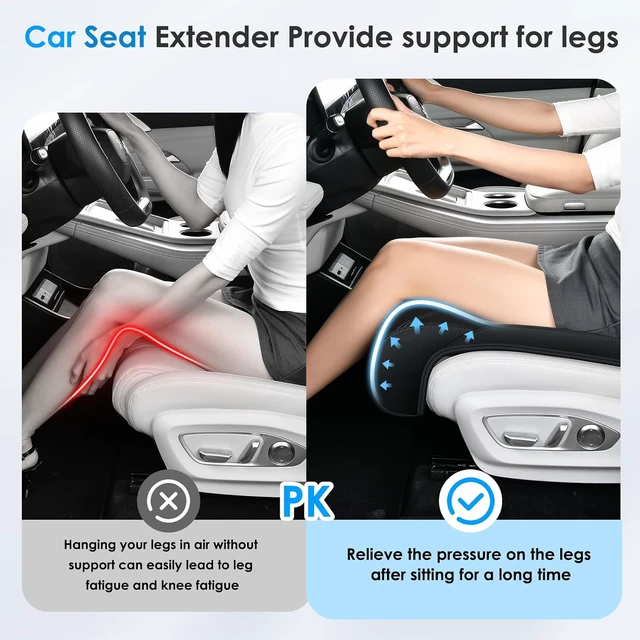 Alt view image 5 of 6 - Car Seat Extender Leg Support Cushion for Driver Seats Office Chair, Leather Memory Foam Widened seat Cushion for Long Drivers Universal Car Seat Cushion Legs Rest Pads-Black1