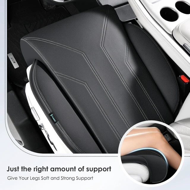 Alt view image 6 of 6 - Car Seat Extender Leg Support Cushion for Driver Seats Office Chair, Leather Memory Foam Widened seat Cushion for Long Drivers Universal Car Seat Cushion Legs Rest Pads-Black1