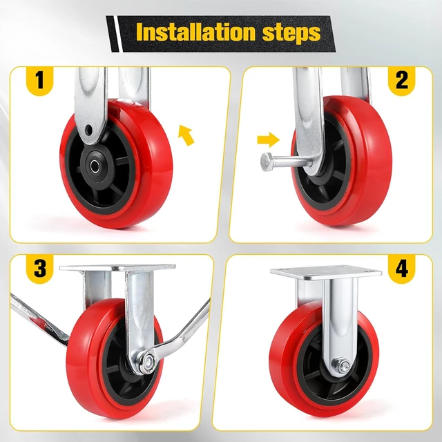 Alt view image 7 of 7 - 5 Inch Wheels,Heavy Duty Replacement Wheels,Casters Set of 4 Load 3200 Lbs