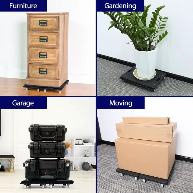 Alt view image 6 of 6 - Furniture Dolly, 2 Pack Moving Dolly Connectable, 15.63 x 10.23 inch, 500 Lbs Capacity, Furniture Movers 4 Wheels Heavy Duty, Small Flat Dolly Cart, Portable and Light Dollies