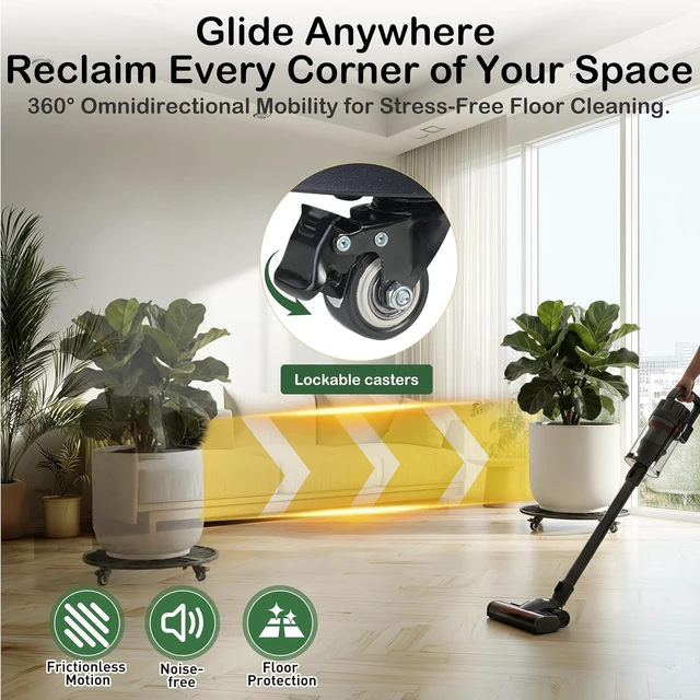 Alt view image 2 of 7 - 22" Round Metal Plant Caddy with Wheels Heavy Duty, 600lbs Capacity Rust-Proof Plant Stand with Lockable Caster Wheels, Rolling Plant Dolly for Large Planter Pots & Heavy Objects, Indoor Outdoor