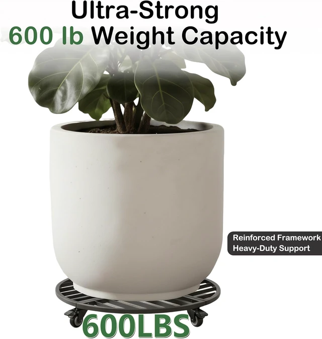 Alt view image 3 of 7 - 22" Round Metal Plant Caddy with Wheels Heavy Duty, 600lbs Capacity Rust-Proof Plant Stand with Lockable Caster Wheels, Rolling Plant Dolly for Large Planter Pots & Heavy Objects, Indoor Outdoor