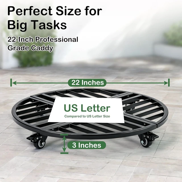 Alt view image 7 of 7 - 22" Round Metal Plant Caddy with Wheels Heavy Duty, 600lbs Capacity Rust-Proof Plant Stand with Lockable Caster Wheels, Rolling Plant Dolly for Large Planter Pots & Heavy Objects, Indoor Outdoor