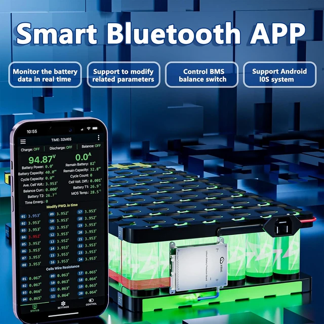 Alt view image 4 of 7 - JK-BD4A17S4P Smart BMS 8S-17S 40A BMS with 0.4A Active Balance