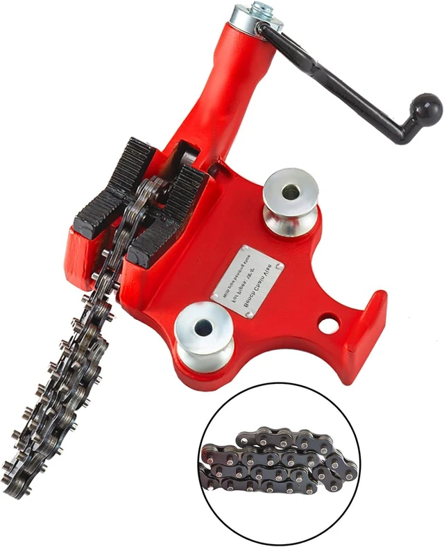 Alt view image 4 of 7 - Mophorn Screw Bench Chain Vise 1/8 to 5-Inch Pipe Capacity, Heavy Duty Bench Chain Pipe Vise with Crank Handle, Neoprene-Coated Jaw, Cast Iron Material Ideal for a Variety of Pipes
