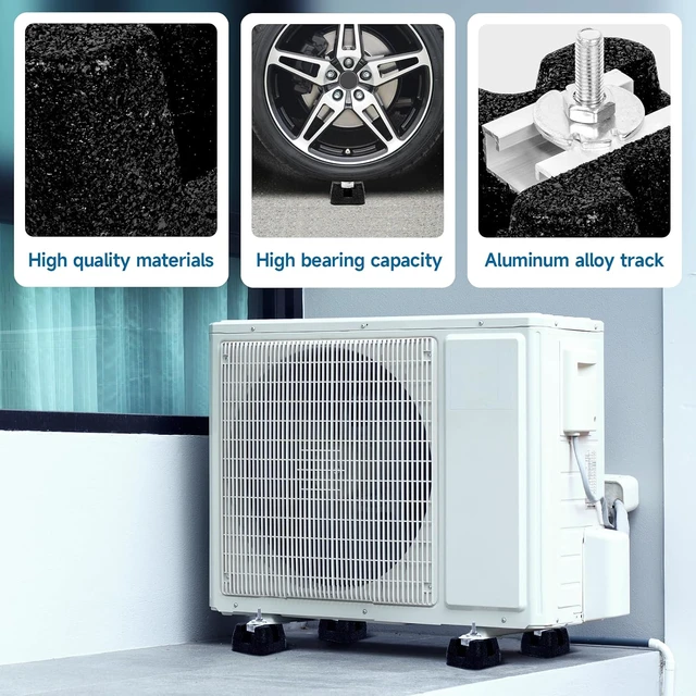 Alt view image 5 of 7 - 4PACK Mini Split Pad for 9000-60000BTU, Shockproof Rubber Floor Mounting Base Pad Heavy-Duty Air Conditioner Pad Kit Max Load 1200 Lbs for Outdoor Condenser Units (4PACK 9000-60000BTU)
