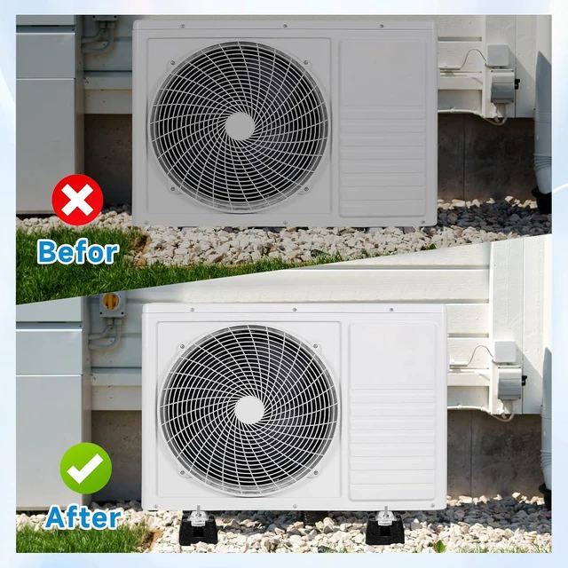 Alt view image 7 of 7 - 4PACK Mini Split Pad for 9000-60000BTU, Shockproof Rubber Floor Mounting Base Pad Heavy-Duty Air Conditioner Pad Kit Max Load 1200 Lbs for Outdoor Condenser Units (4PACK 9000-60000BTU)