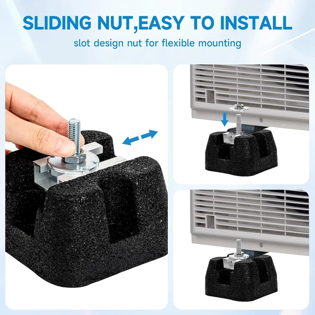 Alt view image 6 of 7 - 4PACK Mini Split Pad for 9000-60000BTU, Shockproof Rubber Floor Mounting Base Pad Heavy-Duty Air Conditioner Pad Kit Max Load 1200 Lbs for Outdoor Condenser Units (4PACK 9000-60000BTU)
