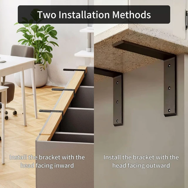 Alt view image 6 of 7 - Countertop Support Brackets 10 Inch Heavy Duty 0.4 Inch Thick Countertop Hidden Bracket 10"x6"x2.5" L Bracket Metal Corbels for Quartz/Granite/Wood/Concrete/ Laminate Countertops (4pack)