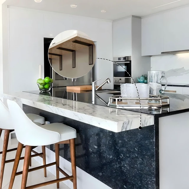 Alt view image 7 of 7 - Countertop Support Brackets 10 Inch Heavy Duty 0.4 Inch Thick Countertop Hidden Bracket 10"x6"x2.5" L Bracket Metal Corbels for Quartz/Granite/Wood/Concrete/ Laminate Countertops (4pack)