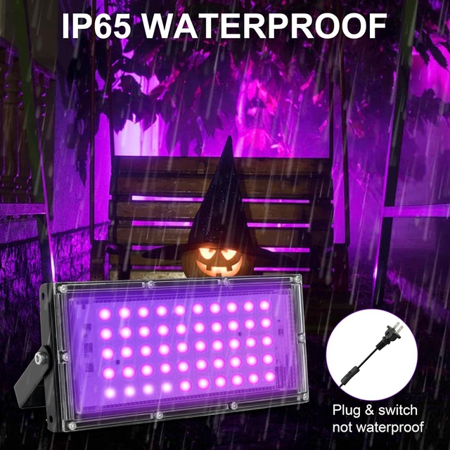 Alt view image 4 of 7 - 50W LED Black Lights for Glow Party IP65 Waterproof UV Blacklight Floodlight 395nm Blacklight Spotlight Purple Black Light Flood Light Fluorescent UV Lights Lamp for Halloween Decor (8 Pack)
