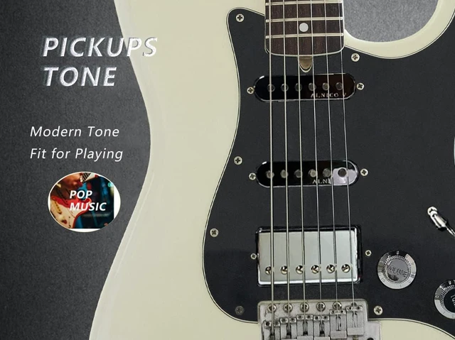 Alt view image 3 of 7 - Prewired Pickguard with SSH Pickup Set, 3-ply Pick Guard Loaded Alnico V Single Coil Humbucker Pick-ups, Electric Guitar Scratchplate as Luthier Replacement Parts, Black-03