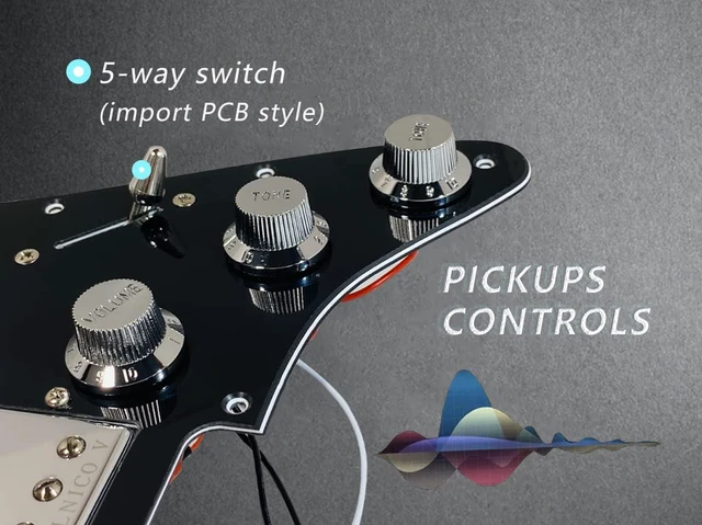 Alt view image 4 of 7 - Prewired Pickguard with SSH Pickup Set, 3-ply Pick Guard Loaded Alnico V Single Coil Humbucker Pick-ups, Electric Guitar Scratchplate as Luthier Replacement Parts, Black-03