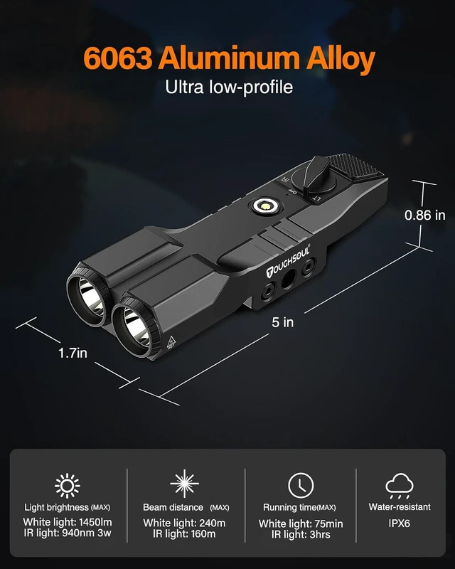 Alt view image 6 of 7 - MLOK/Picatinny Mounted 940nm IR Illuminator Infrared LED Light 2in1