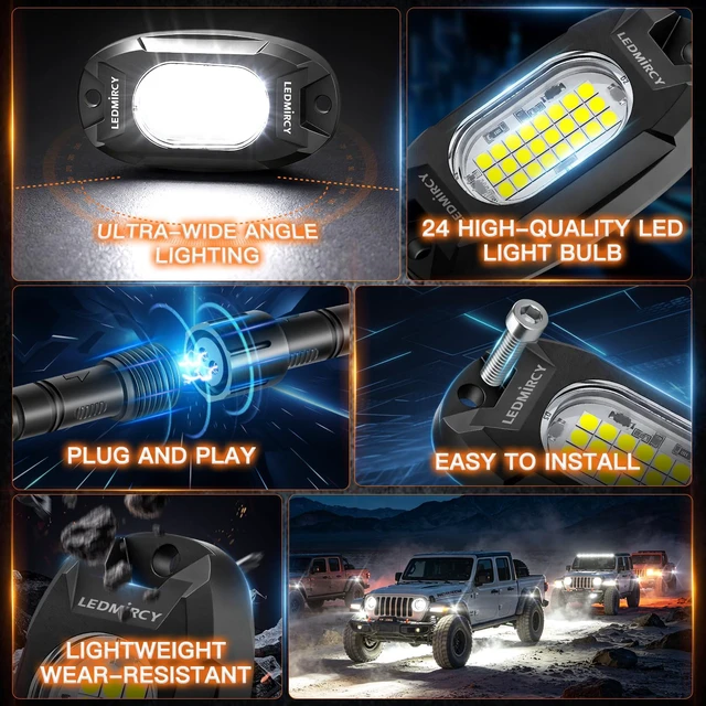Alt view image 2 of 7 - White Rock Lights, R6 Rock Lights for Trucks Wiring Harness Kit
