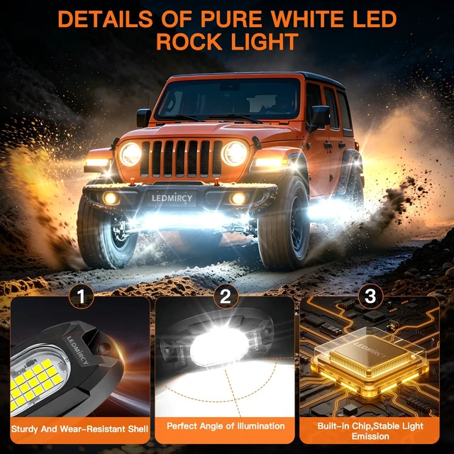 Alt view image 3 of 7 - White Rock Lights, R6 Rock Lights for Trucks Wiring Harness Kit