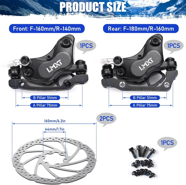 Alt view image 2 of 7 - MTB Hydraulic Disc Brake Set, Four-Piston Bike Brake Upgrade Kit