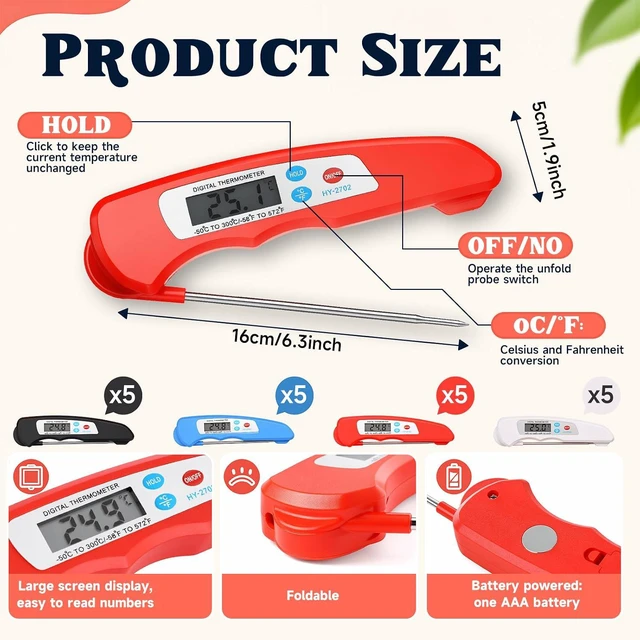 Alt view image 2 of 7 - 20 Pcs Digital Meat Thermometer for Cooking Instant Read Waterproof