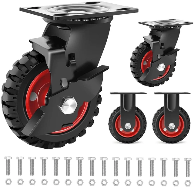 Main image of 5 Inch Outdoor Caster Wheels Set of 4 Heavy Duty for All Terrain
