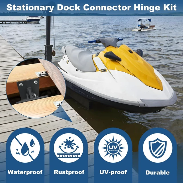 Alt view image 2 of 7 - Heavy Duty Dock Hardware,4 Pack Floating Dock Galvanized Link Kit T Connectors, Floating Dock Hinge,Metal Antirust Coating T Style Backer Plate Dock Brackets Hardware