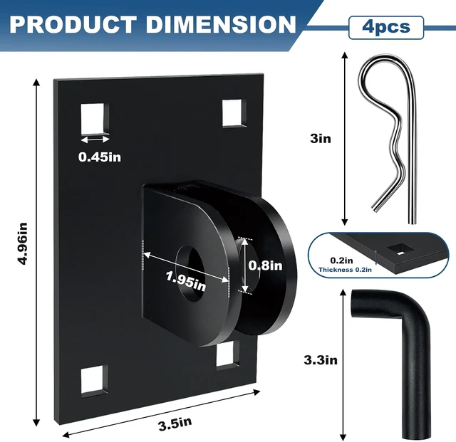 Alt view image 4 of 7 - Heavy Duty Dock Hardware,4 Pack Floating Dock Galvanized Link Kit T Connectors, Floating Dock Hinge,Metal Antirust Coating T Style Backer Plate Dock Brackets Hardware