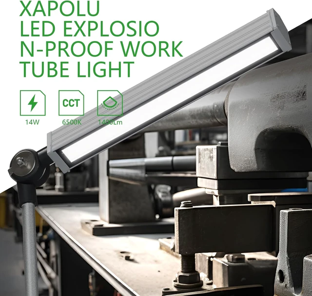 Alt view image 2 of 7 - LED Machine Work Light with 22in Alloy Arm, 14W 1400LM 6500K 110-220V, IP67 Waterproof Industrial Explosion Proof Work Lighting with US Plug for Lathe, Sewing, CNC, Drilling Machine