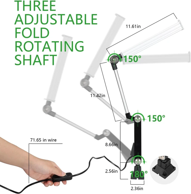 Alt view image 5 of 7 - LED Machine Work Light with 22in Alloy Arm, 14W 1400LM 6500K 110-220V, IP67 Waterproof Industrial Explosion Proof Work Lighting with US Plug for Lathe, Sewing, CNC, Drilling Machine