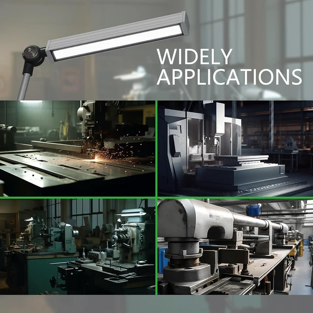 Alt view image 7 of 7 - LED Machine Work Light with 22in Alloy Arm, 14W 1400LM 6500K 110-220V, IP67 Waterproof Industrial Explosion Proof Work Lighting with US Plug for Lathe, Sewing, CNC, Drilling Machine
