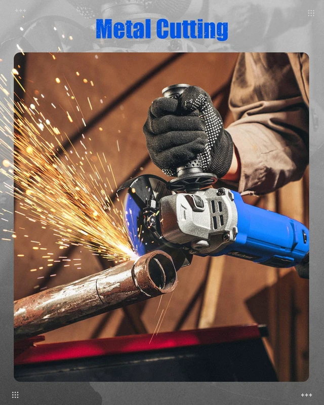 Alt view image 7 of 7 - Angle Grinder 4-1/2 Inch 8.0 Amp 1000W Electric Grinder Tool 7-Variable-Speed Metal Grinder, 11,500 RPM, Paddle Switch with Lock-on Button, Cutting & Grinding Wheels and Side Handle - Blue