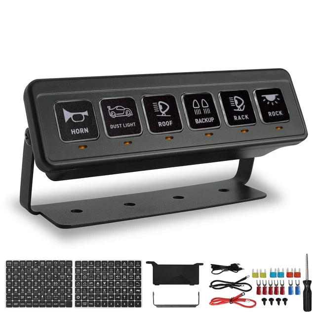 Main image of Wireless 6 Gang Switch Panel,Circuit Control Relay System Box Automatic Dimmable Switch Panel Waterproof Multifunction Offroad LED Light Switch Pod Electronic Relay for Truck Car UTV