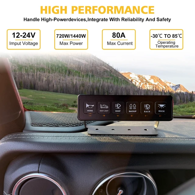 Alt view image 2 of 7 - Wireless 6 Gang Switch Panel,Circuit Control Relay System Box Automatic Dimmable Switch Panel Waterproof Multifunction Offroad LED Light Switch Pod Electronic Relay for Truck Car UTV