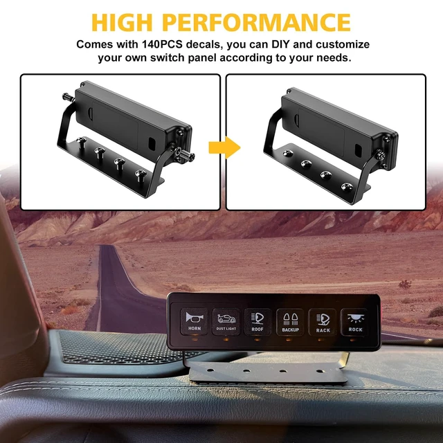 Alt view image 4 of 7 - Wireless 6 Gang Switch Panel,Circuit Control Relay System Box Automatic Dimmable Switch Panel Waterproof Multifunction Offroad LED Light Switch Pod Electronic Relay for Truck Car UTV