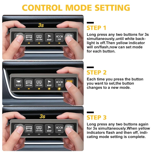 Alt view image 5 of 7 - Wireless 6 Gang Switch Panel,Circuit Control Relay System Box Automatic Dimmable Switch Panel Waterproof Multifunction Offroad LED Light Switch Pod Electronic Relay for Truck Car UTV